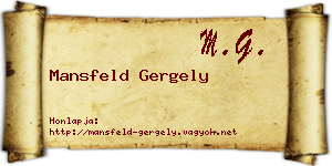 Mansfeld Gergely névjegykártya